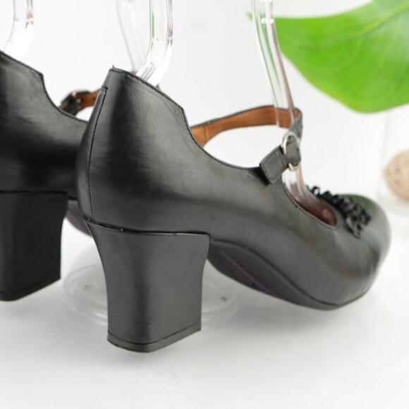 Earthies Womens Shipley Mary Jane Pumps Size 11 Black Leather Block Heel Shoes - Picture 3 of 12